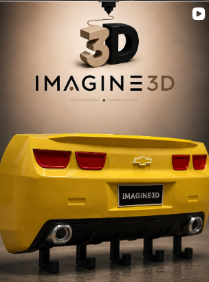 Porta-chaves amarelo inspirado na traseira de um Chevrolet Camaro